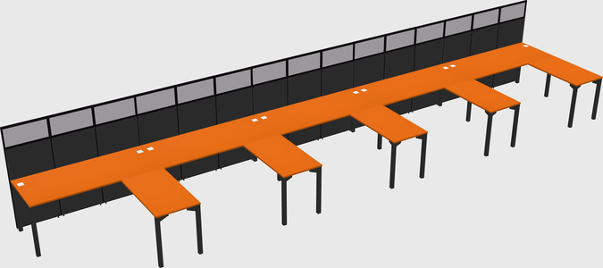Shared l-shaped cubicle