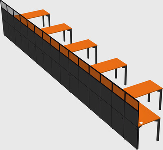 Shared l-shaped cubicle