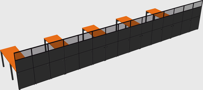 Shared l-shaped cubicle