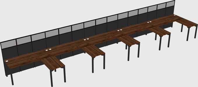 Shared l-shaped cubicle