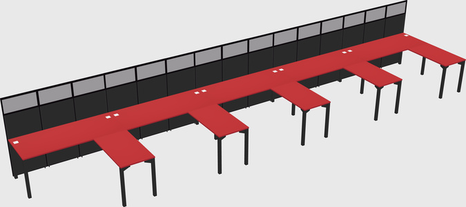 Shared l-shaped cubicle
