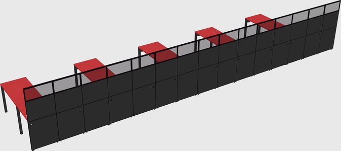 Shared l-shaped cubicle
