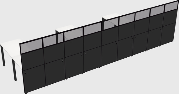 Shared l-shaped cubicle