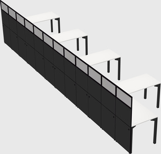 Shared l-shaped cubicle