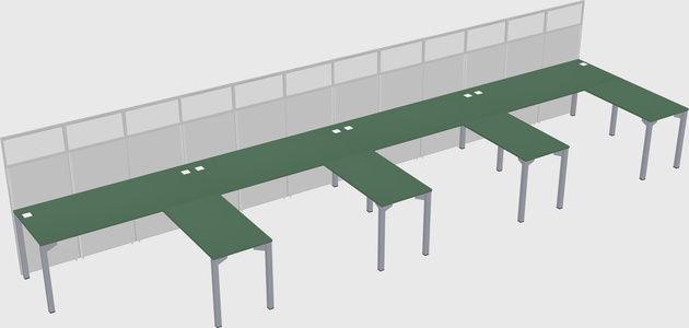 Shared l-shaped cubicle