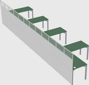Shared l-shaped cubicle