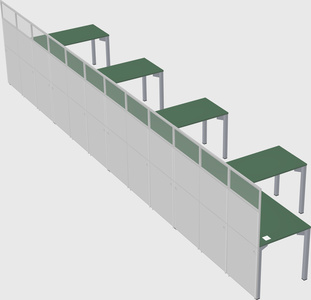 Shared l-shaped cubicle