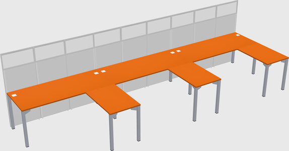 Shared l-shaped cubicle