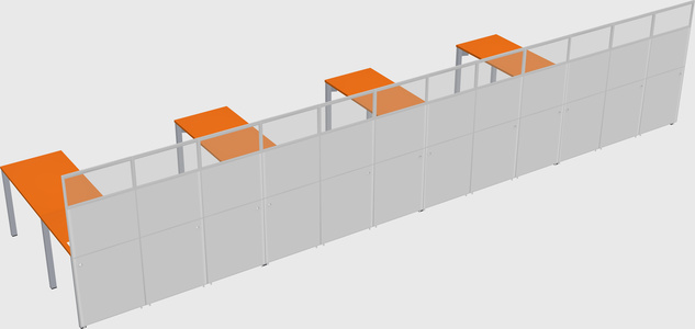 Shared l-shaped cubicle