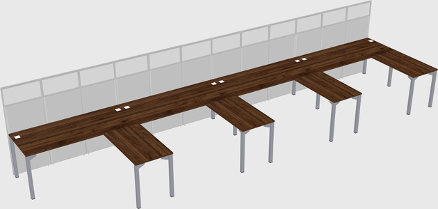 Shared l-shaped cubicle