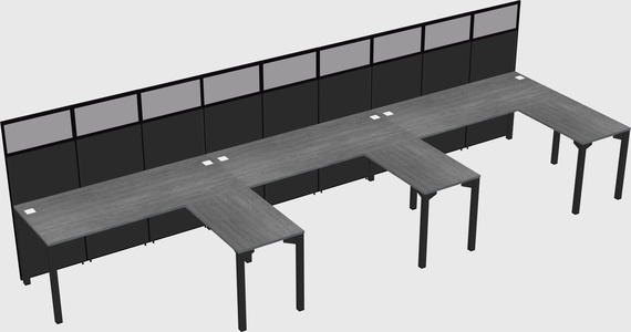 Shared l-shaped cubicle