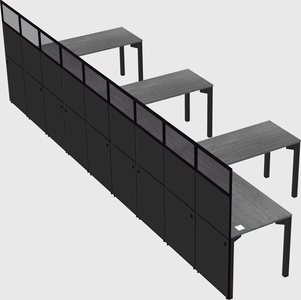 Shared l-shaped cubicle