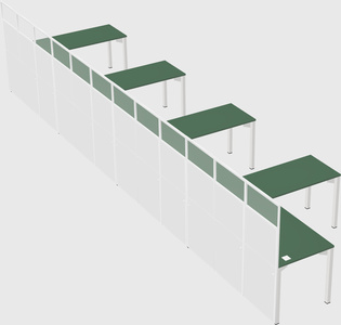 Shared l-shaped cubicle