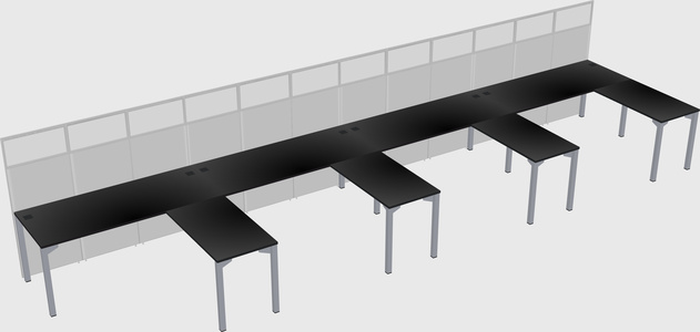 Shared l-shaped cubicle