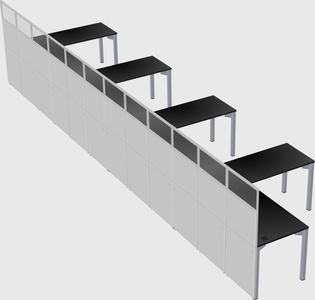 Shared l-shaped cubicle