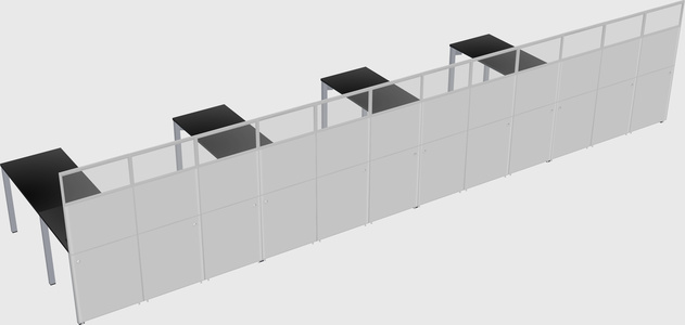 Shared l-shaped cubicle