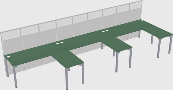 Shared l-shaped cubicle