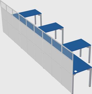 Shared l-shaped cubicle