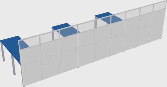 Shared l-shaped cubicle