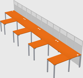 Shared l-shaped cubicle