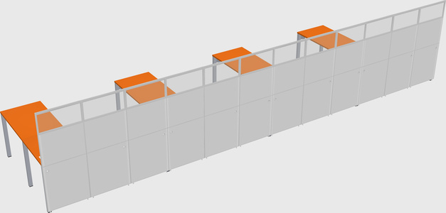 Shared l-shaped cubicle