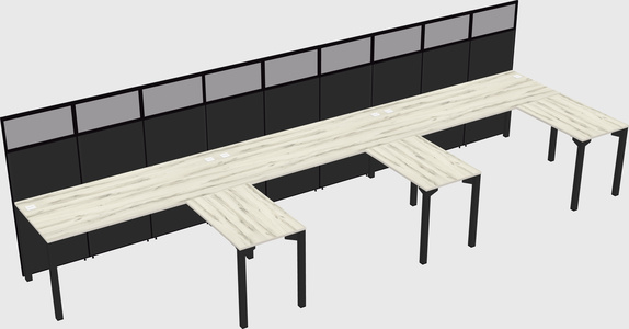 Shared l-shaped cubicle
