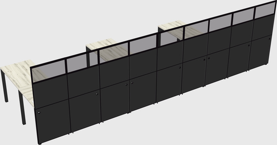 Shared l-shaped cubicle