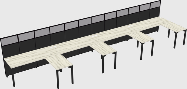 Shared l-shaped cubicle
