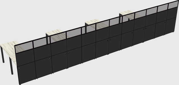 Shared l-shaped cubicle