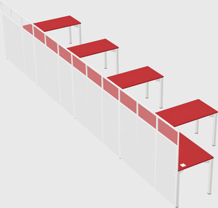 Shared l-shaped cubicle