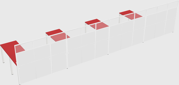 Shared l-shaped cubicle