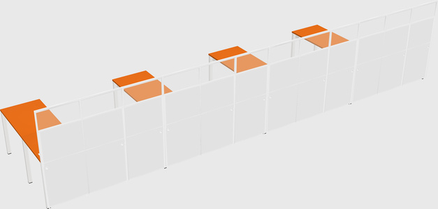 Shared l-shaped cubicle