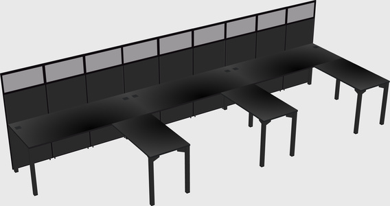Shared l-shaped cubicle
