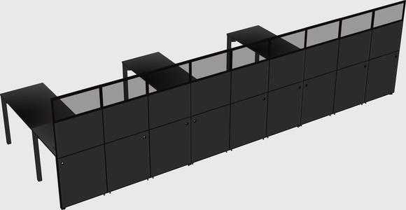 Shared l-shaped cubicle