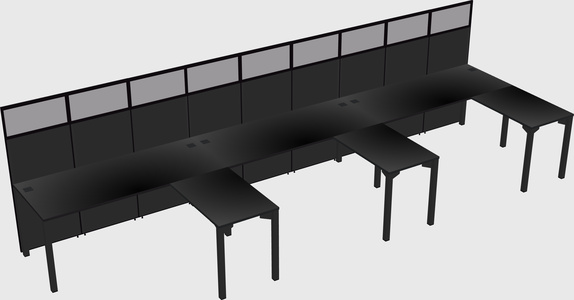Shared l-shaped cubicle