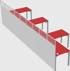 Shared l-shaped cubicle