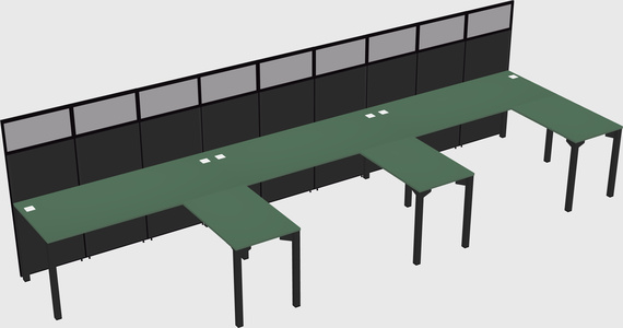 Shared l-shaped cubicle