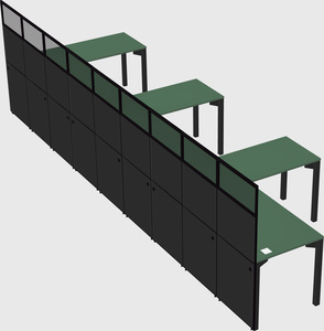 Shared l-shaped cubicle