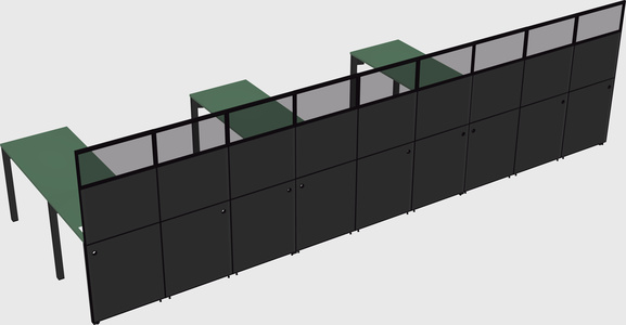 Shared l-shaped cubicle