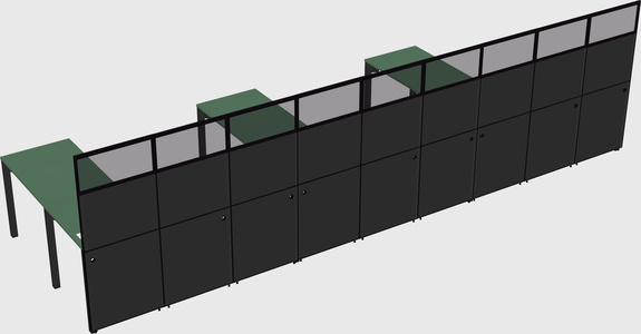 Shared l-shaped cubicle