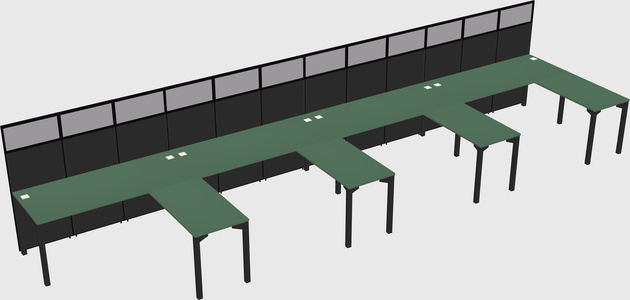 Shared l-shaped cubicle