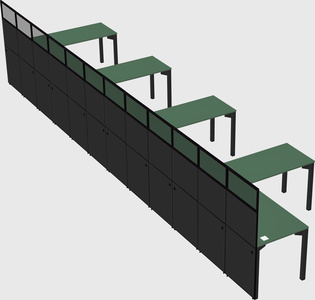 Shared l-shaped cubicle