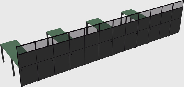 Shared l-shaped cubicle