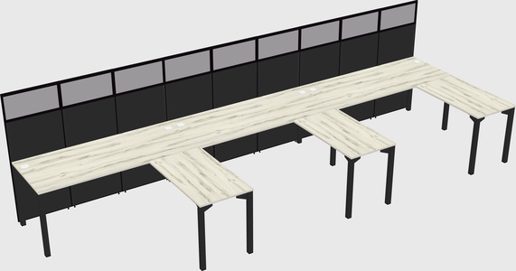 Shared l-shaped cubicle