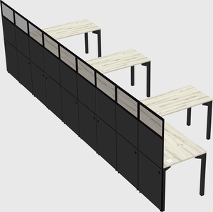 Shared l-shaped cubicle