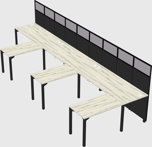 Shared l-shaped cubicle