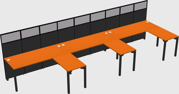 Shared l-shaped cubicle