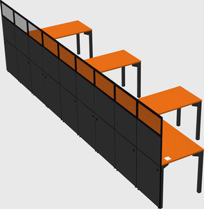 Shared l-shaped cubicle