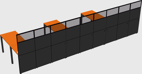 Shared l-shaped cubicle