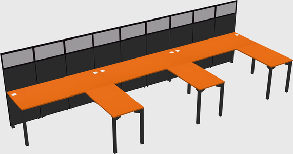 Shared l-shaped cubicle